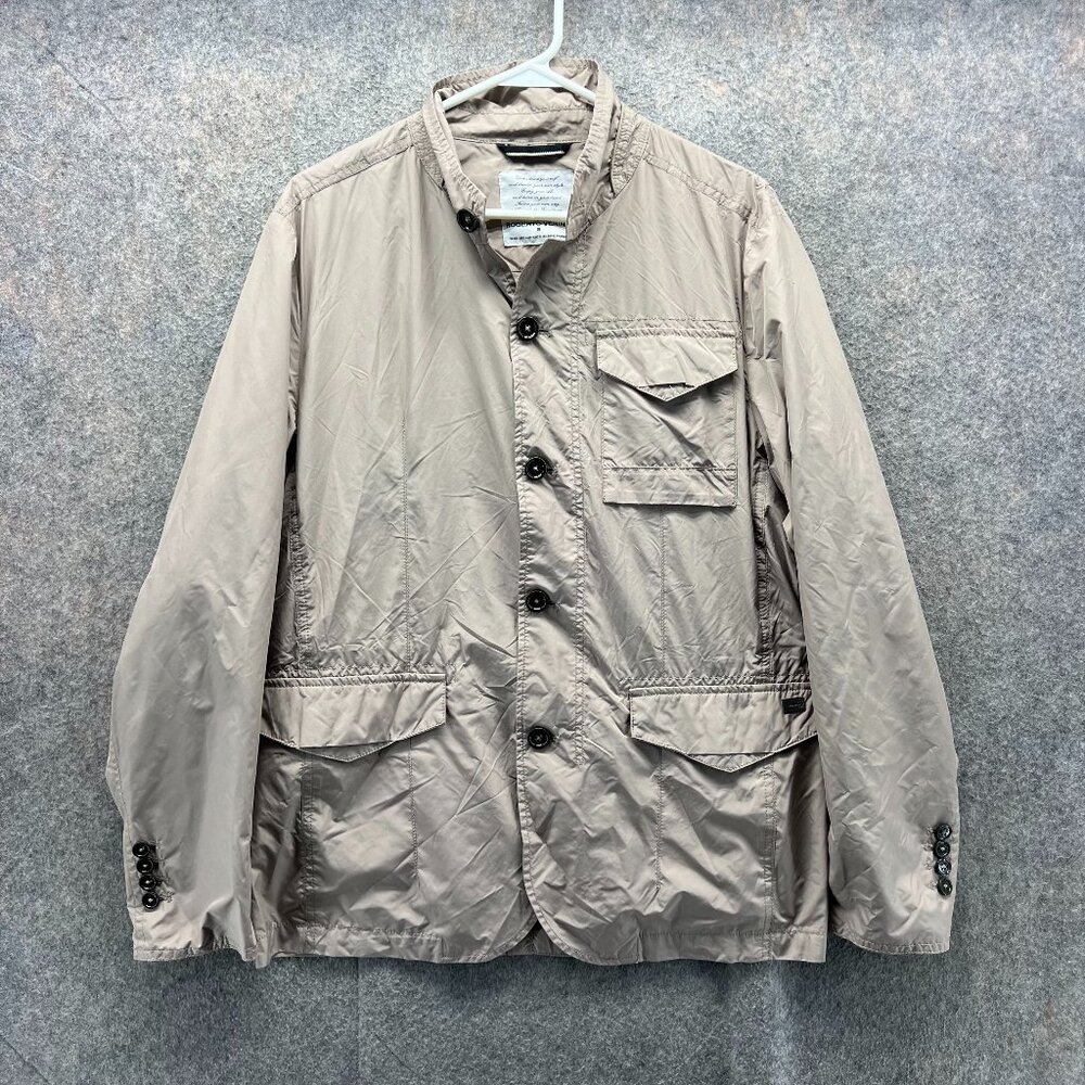 Roberto Verino Jacket Mens Large Beige Button Up Safari Utility Nylon Military